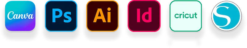 Compatible avec Canva, Photoshop, Illustrator, InDesign, Cricut Design Space, Silhouette Studio et plus encore